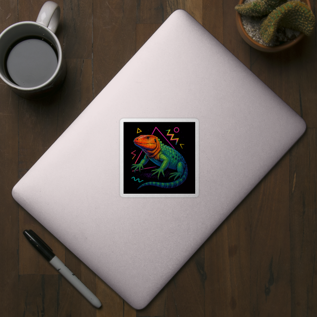 Retro Neon Caiman Lizard by Reptiq's Store